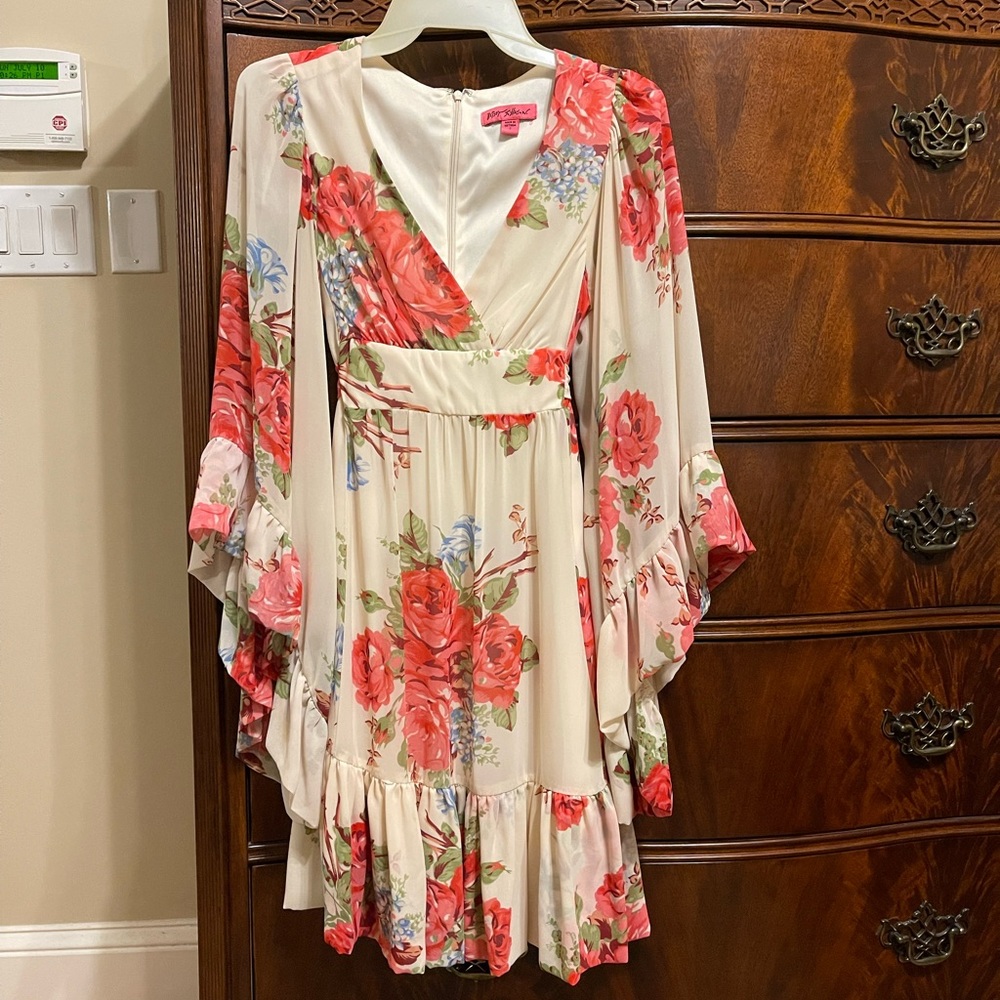 Floral dress by Betsy Johnson.